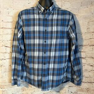 Eddie Bauer Flannel Classic Fit Long Sleeve Blue Plaid Mens Size Medium